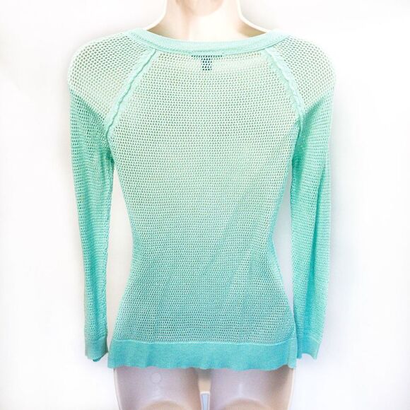 American Eagle Mint Green Mesh Knit Cardigan Sweater Sz XS - Picture 4 of 12